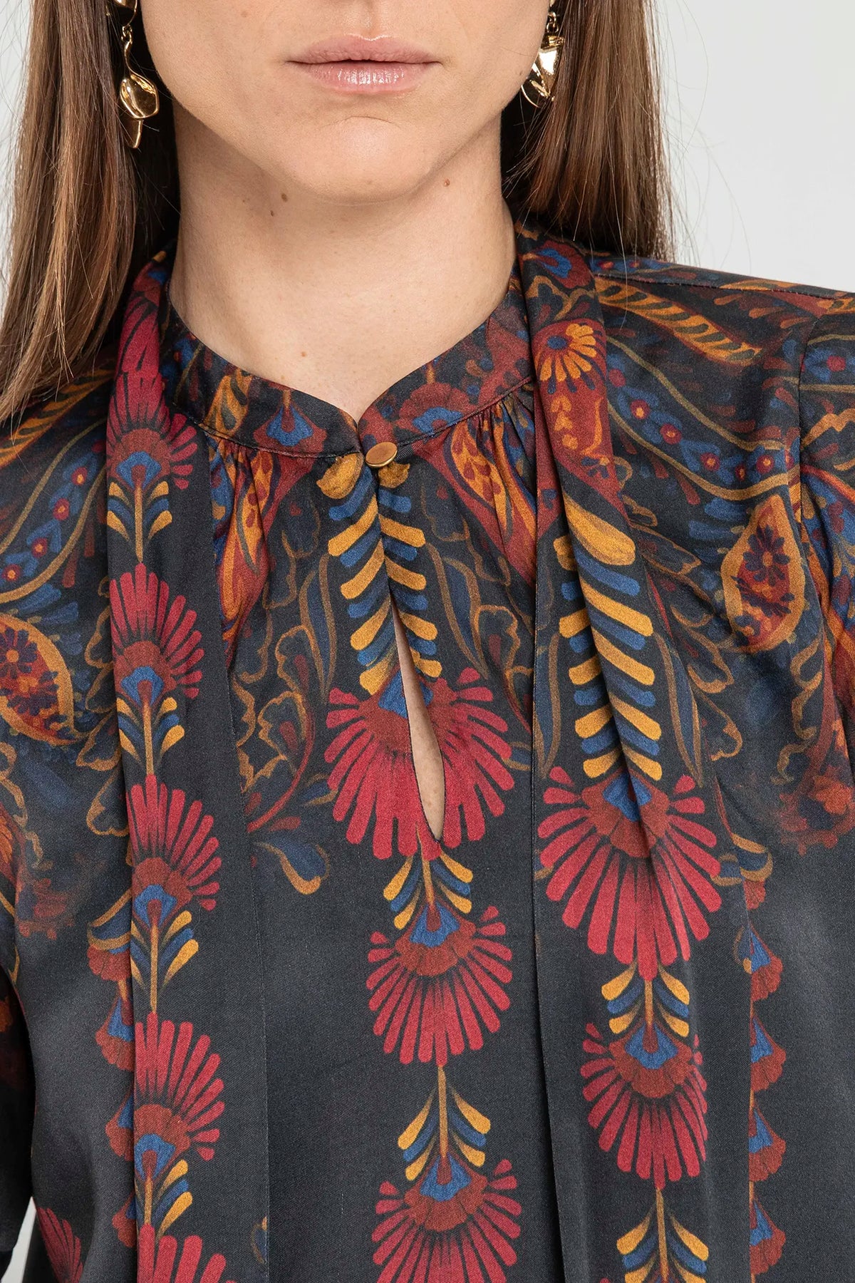 Blouse col cravate motif amérindien - 2