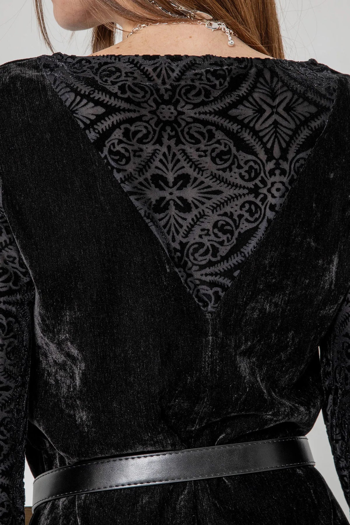 Robe midi en velours côtelé noir - 2