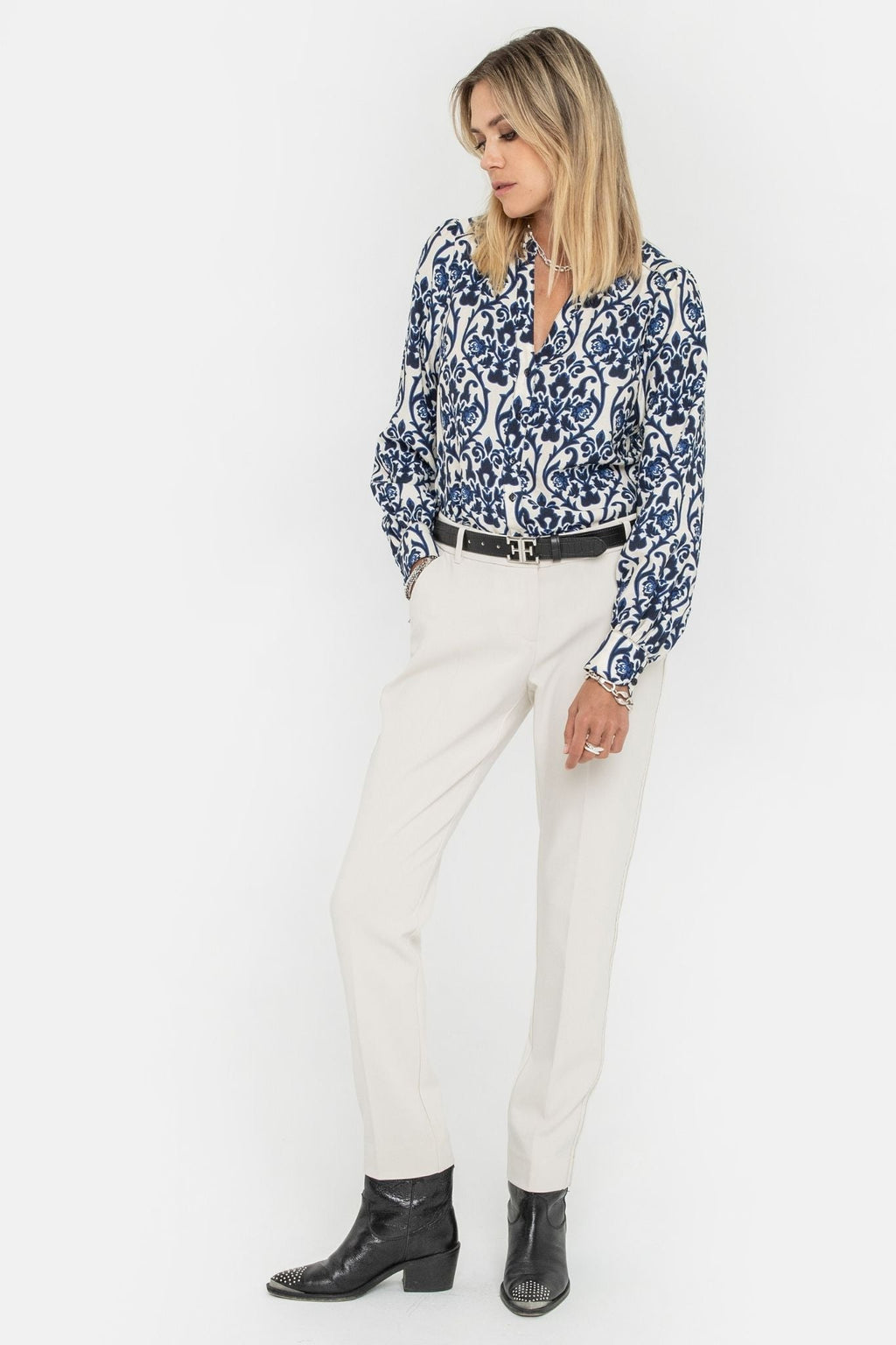 Blouse à motif bleu azur - 1