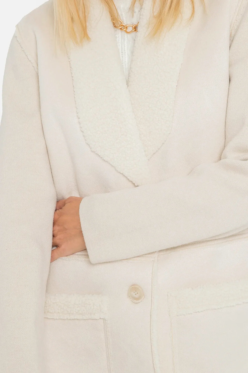 Manteau long bi-matières écru - 2