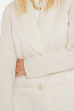 Manteau long bi-matières écru - 2