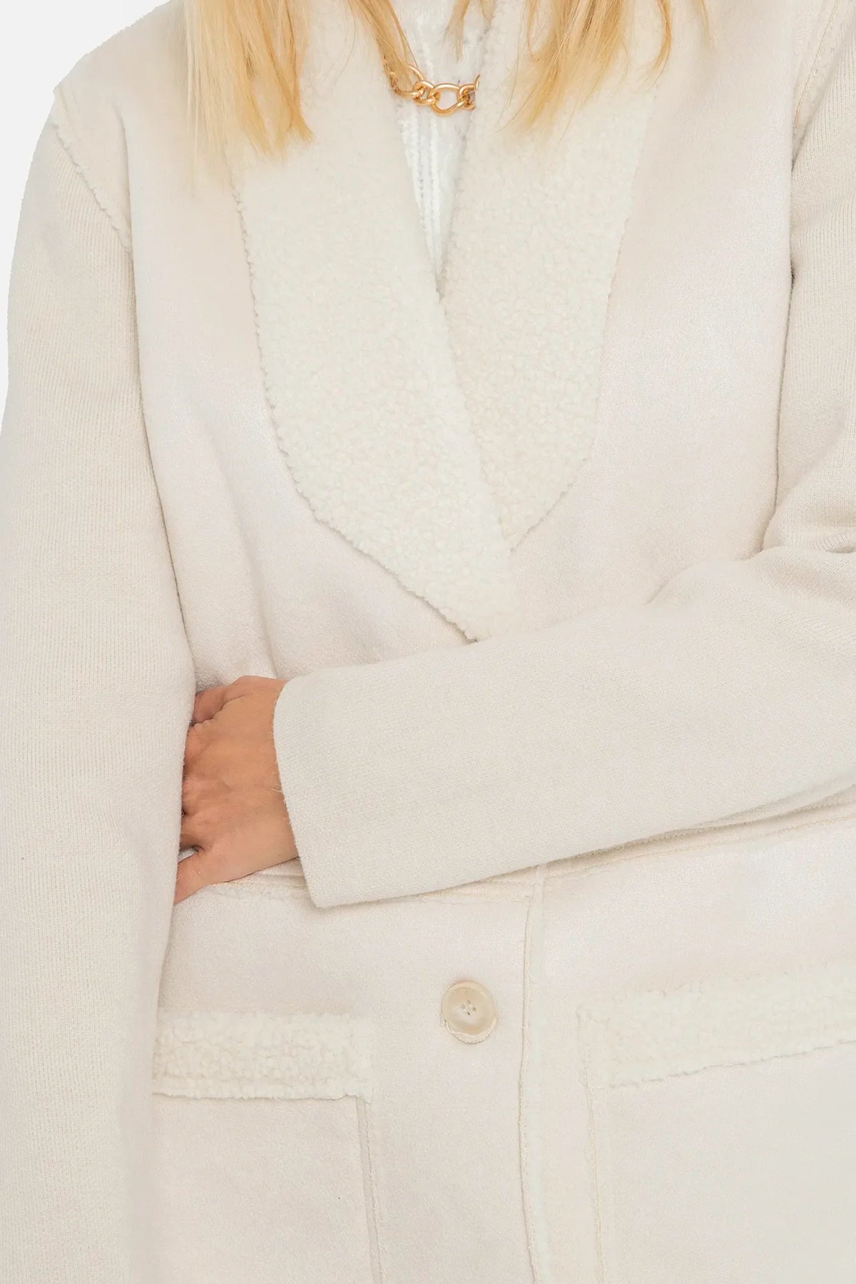 Manteau long bi-matières écru - 2