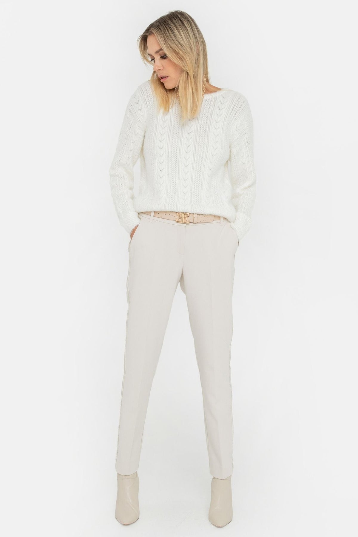 Pantalon cigarette crème - 1