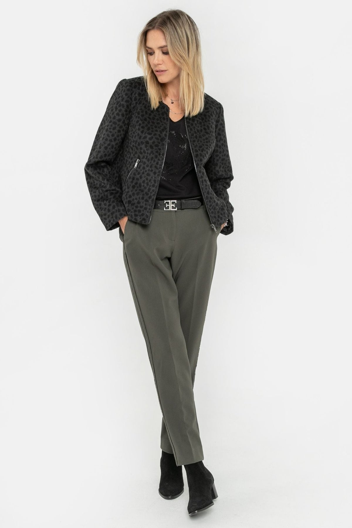 Pantalon cigarette kaki - 1