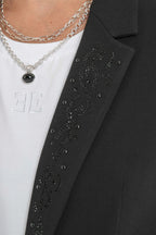 Veste tailleur à strass et clous noir - 2
