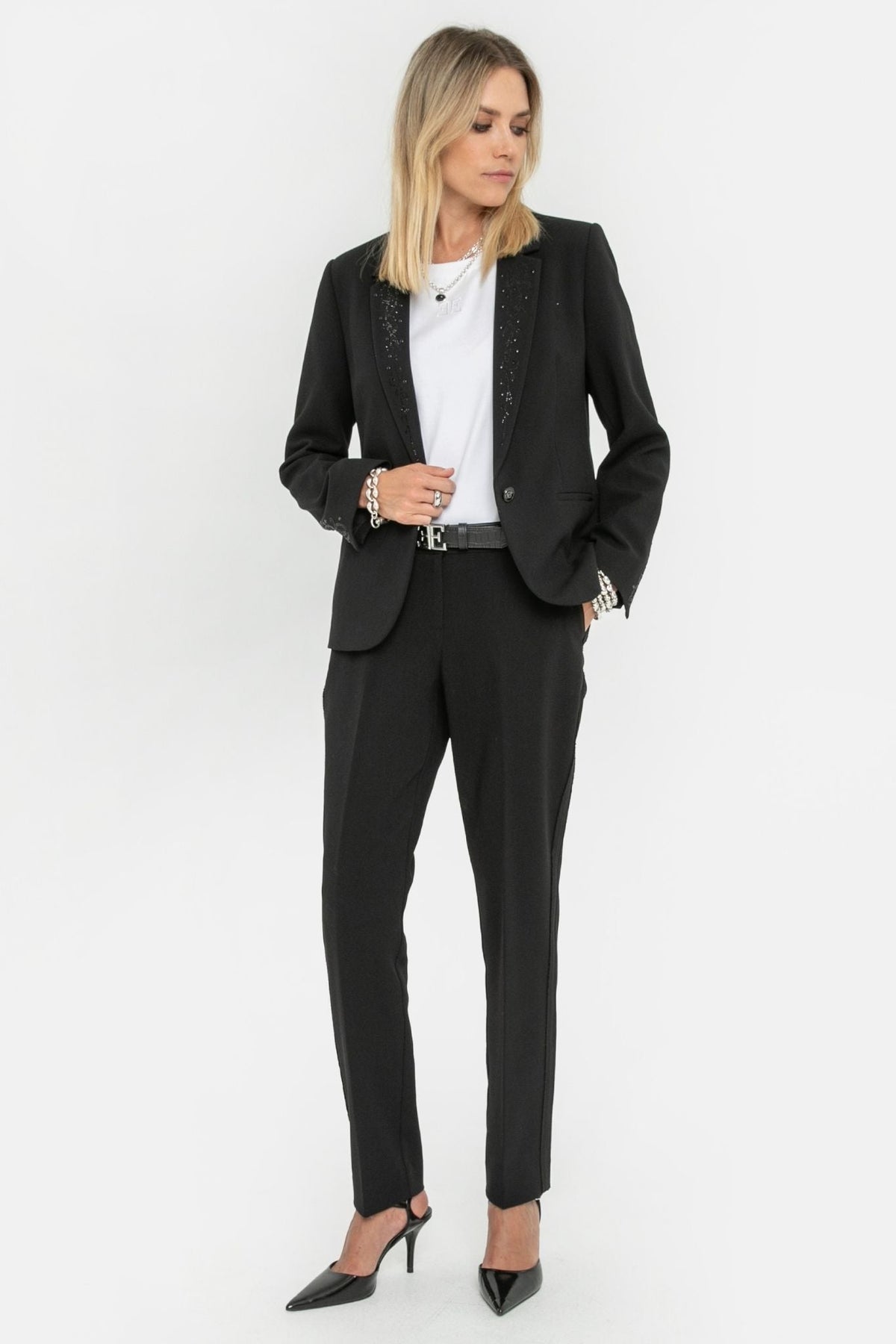 Pantalon cigarette noir - 1