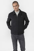 Blouson en drap de laine noir - 1