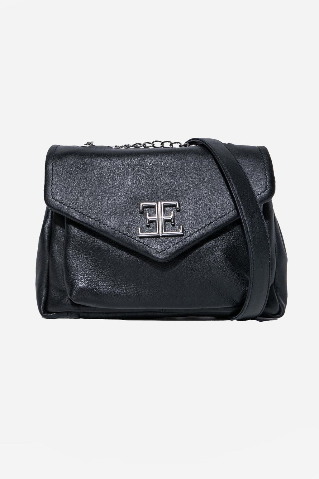 Sac pochette en cuir noir - 1