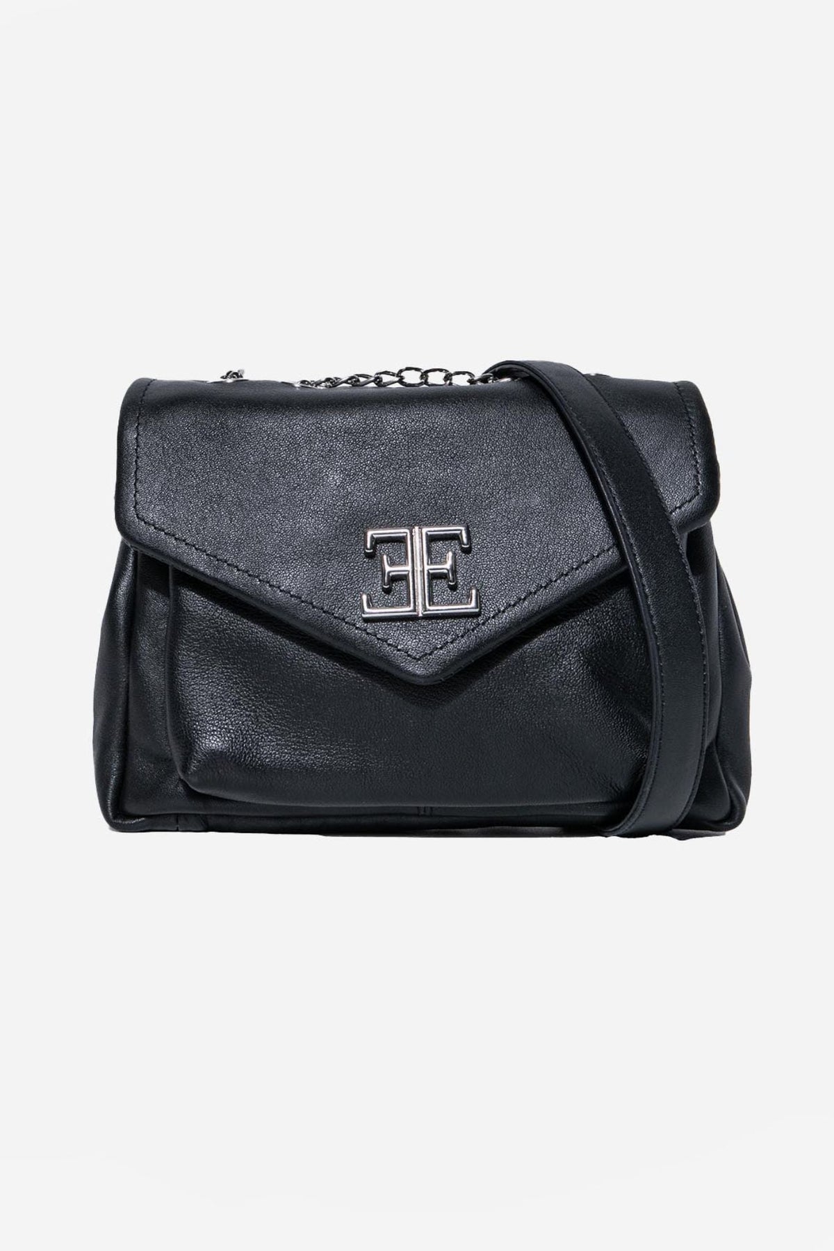 Sac pochette en cuir noir - 1