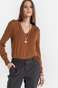 Pull clouté moka - 1