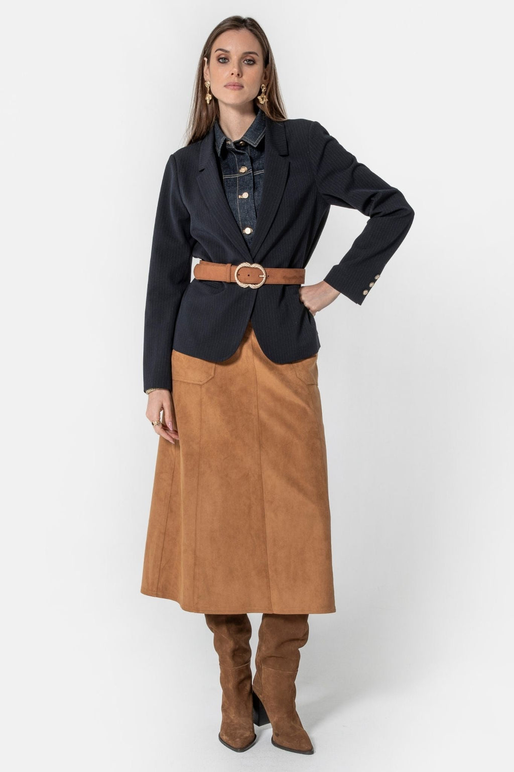 Veste rayée bi-matières navy - 1