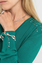 Pull clouté vert - 2