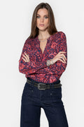 Blouse à motif cachemire bleu et rose - 1