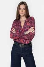 Blouse à motif cachemire bleu et rose - 1