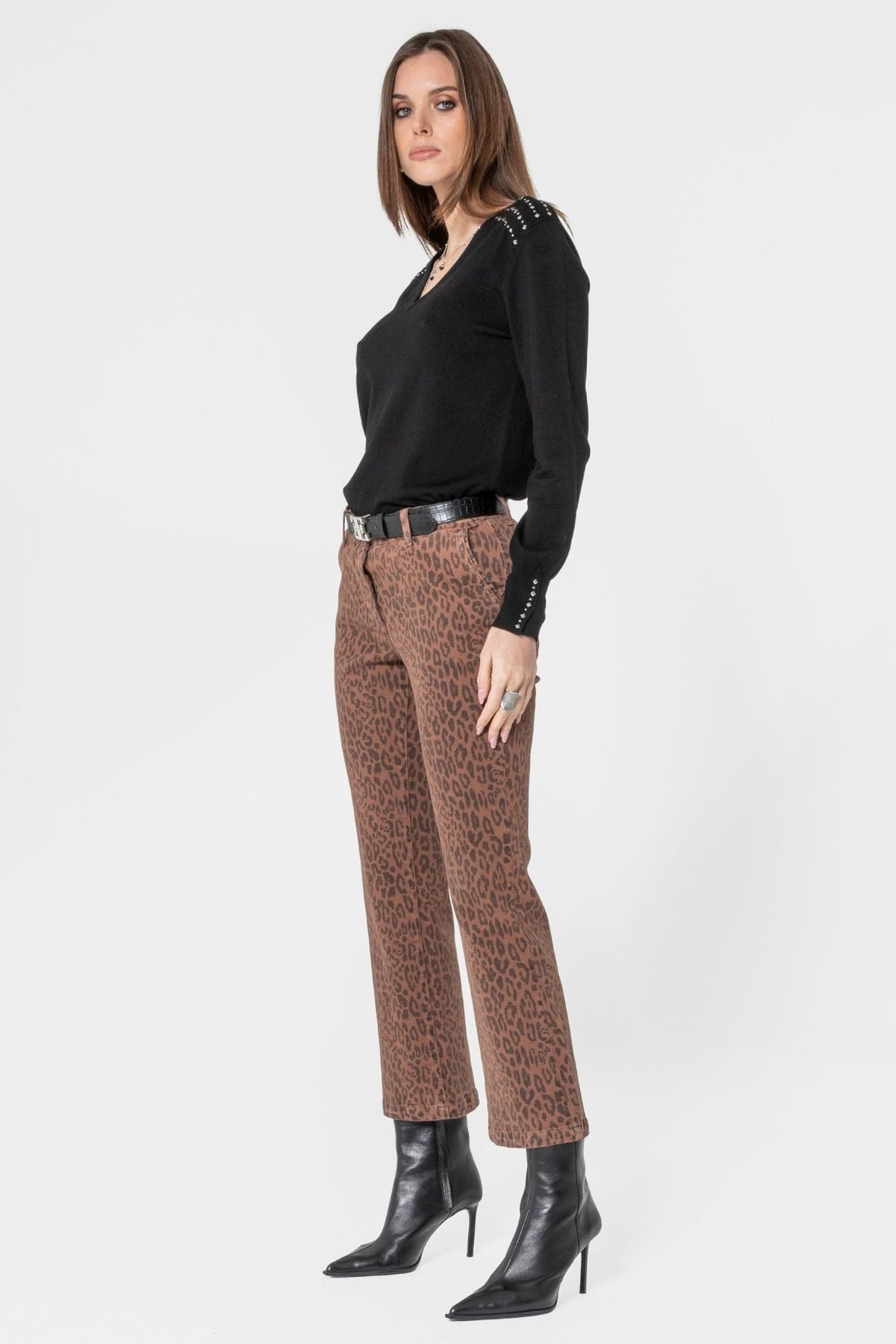 Pantalon bootcut à motif léopard - 1