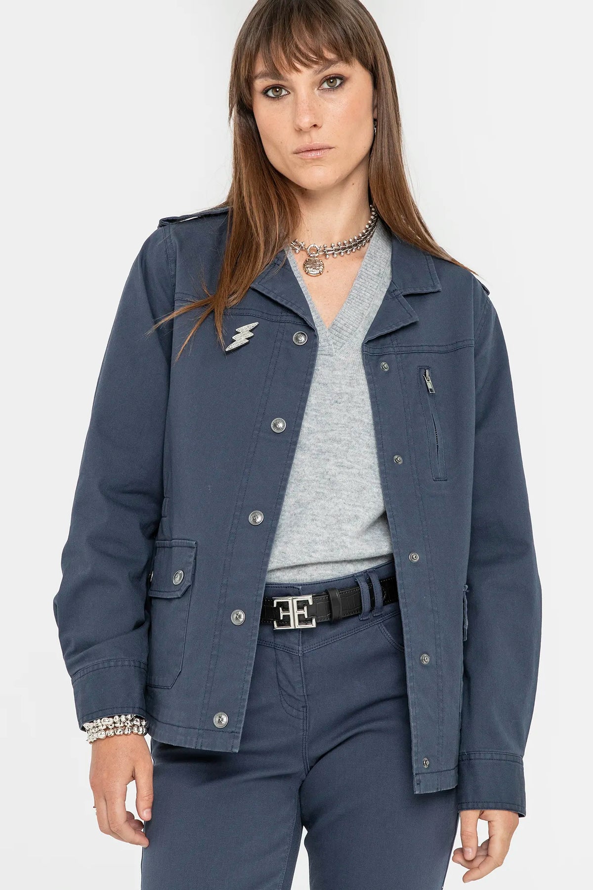 Veste avec broderies bleu - 2