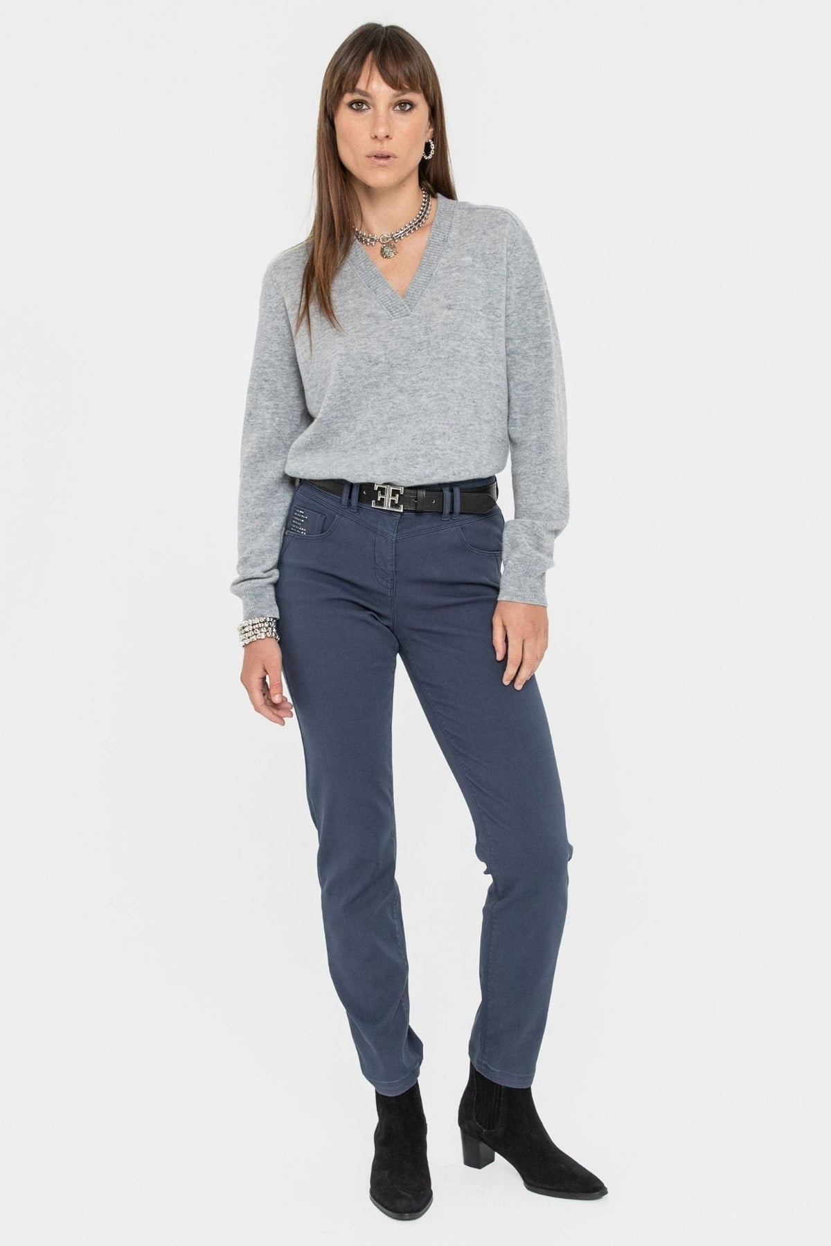 Pantalon slim bleu - 1
