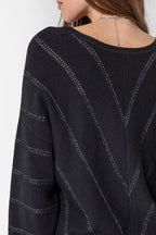 Pull noir à rayures lurex - 2