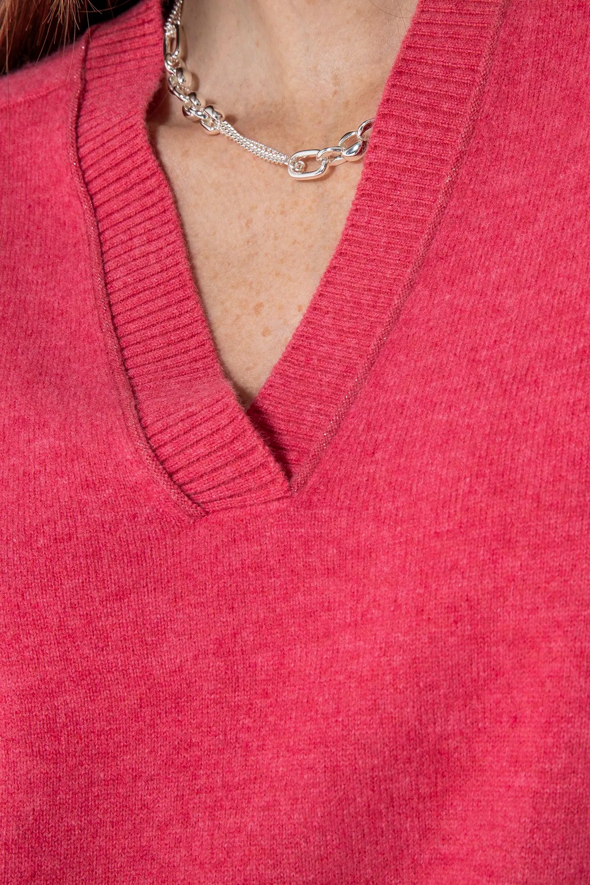 Pull col V rose - 2