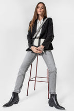 Jean droit gris clair - 1