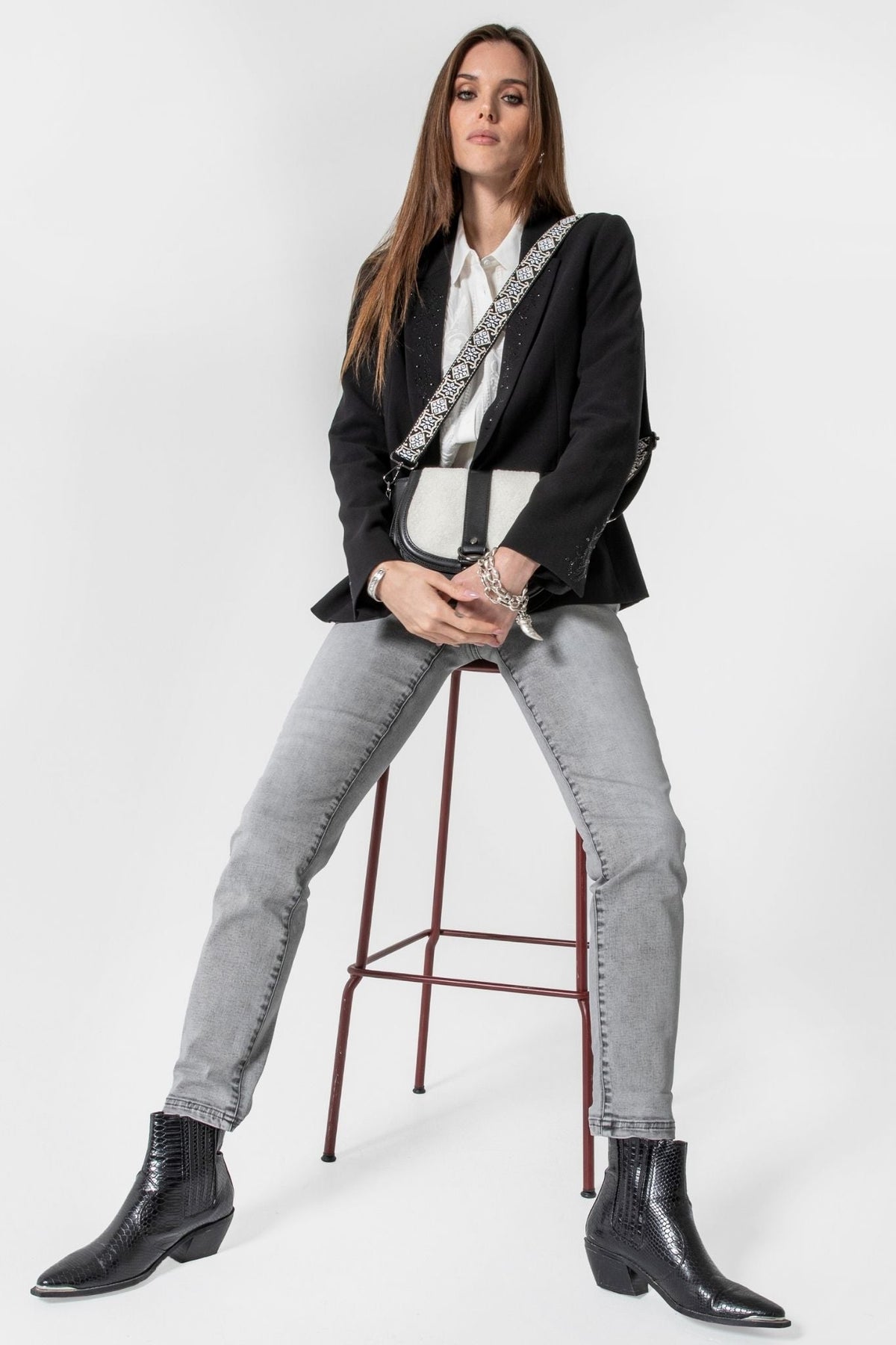 Jean droit gris clair - 1