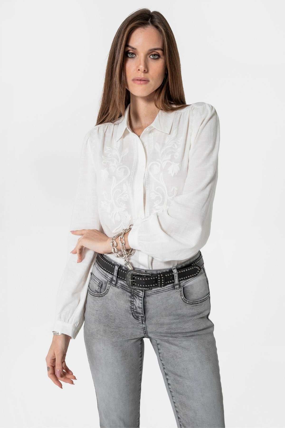 Chemise à broderie écru - 1