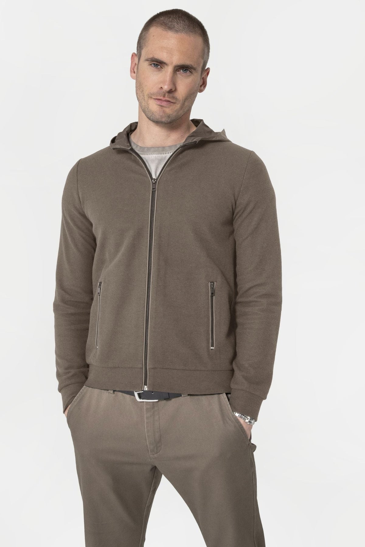 Gilet molleton kaki clair - 1