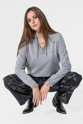 Pull col V gris - 1