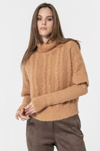 Pull avec manchettes amovibles saumon - 1