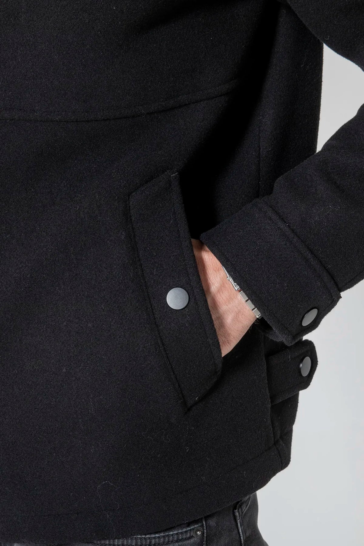 Blouson en drap de laine noir - 2