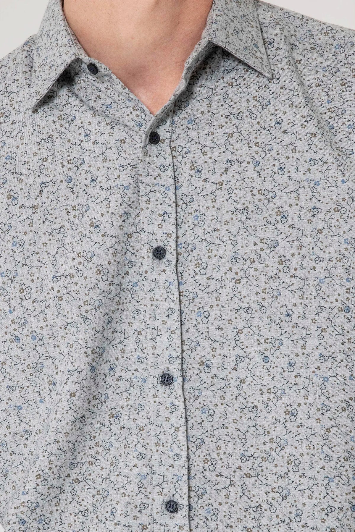 Chemise à motif floral gris - 2