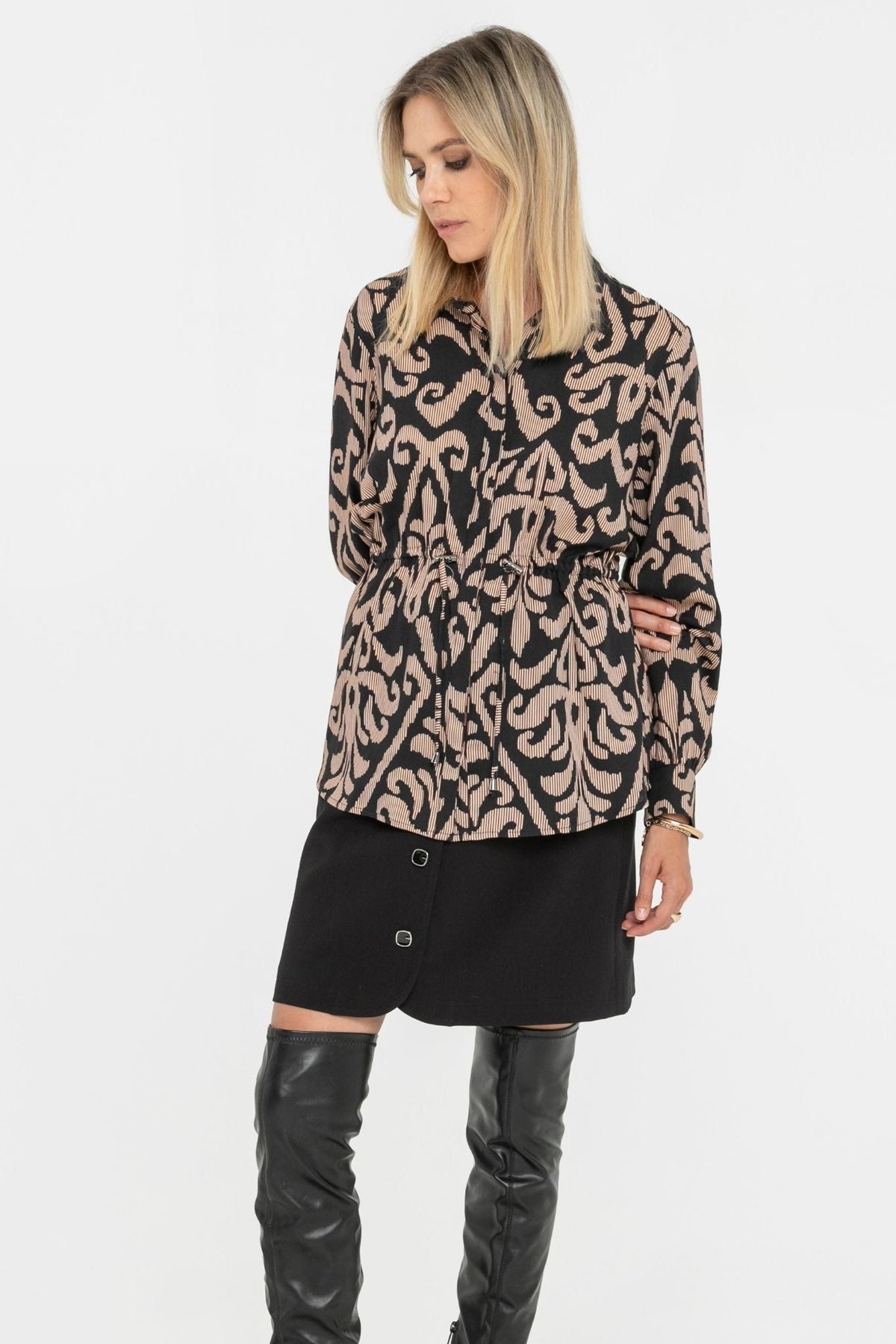 Chemise imprimé baroque noir et bordeaux - 1