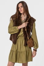 Robe courte cintrée pistache - 1