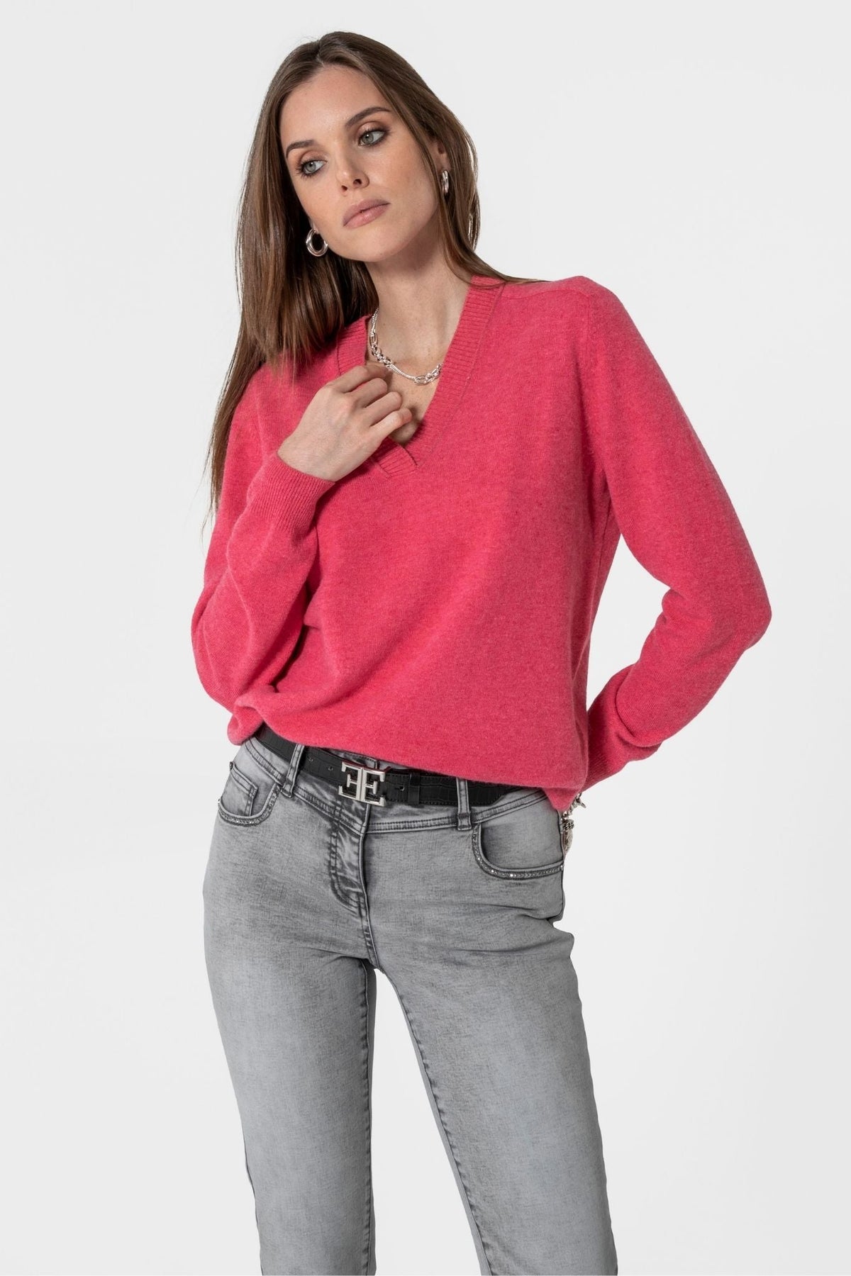 Pull col V rose - 1