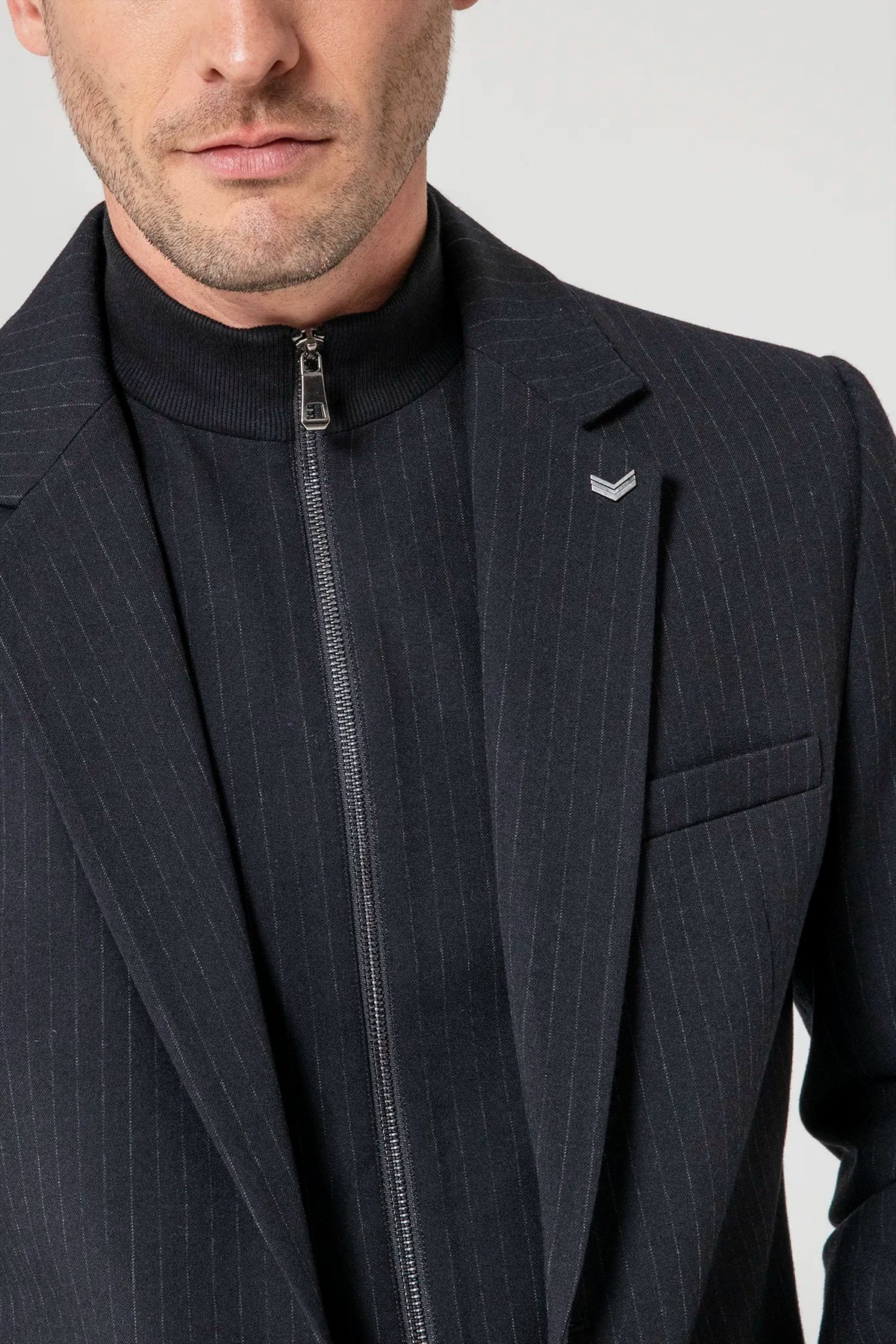 Veste costume 2 en 1 rayée navy - 2