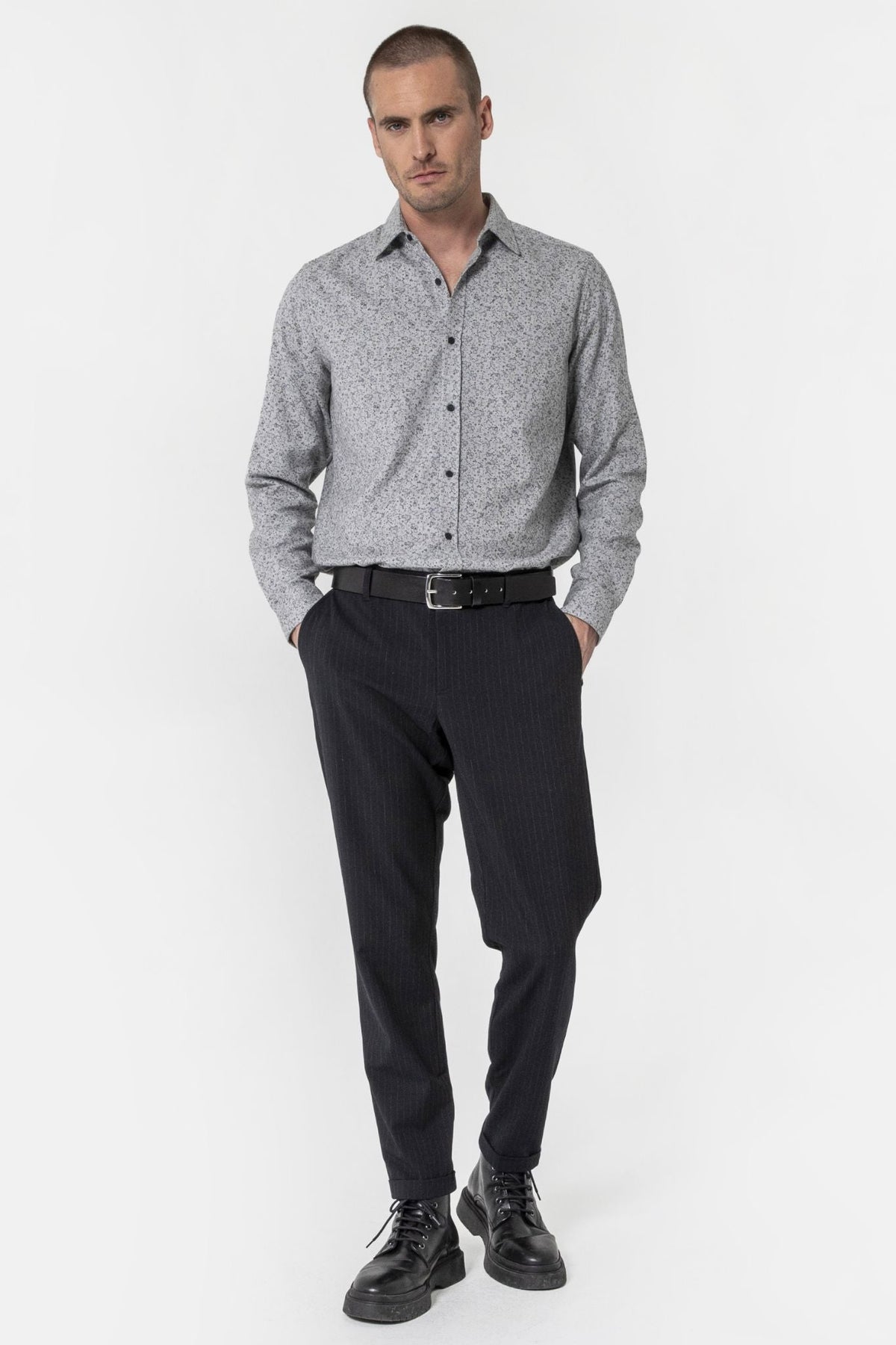 Pantalon droit rayé navy - 1