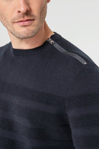 Pull effet rayé navy - 2
