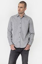 Chemise à motif floral gris - 1