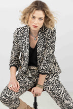 Veste imprimé écru et noir chic - 1