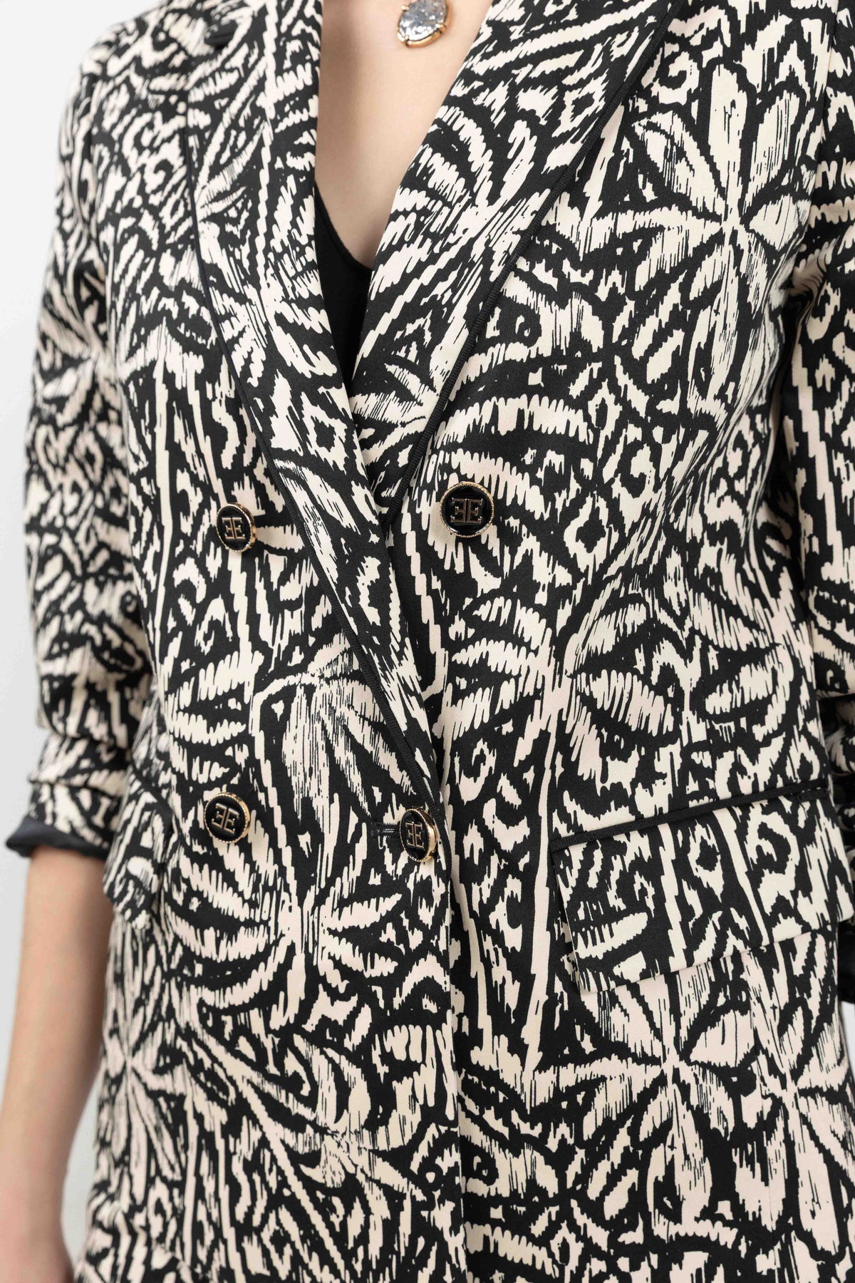 Veste imprimé écru et noir chic - 2