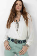Blouse blanche cache-cœur chic - 1