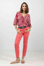Pantalon rose slim tendance - 1