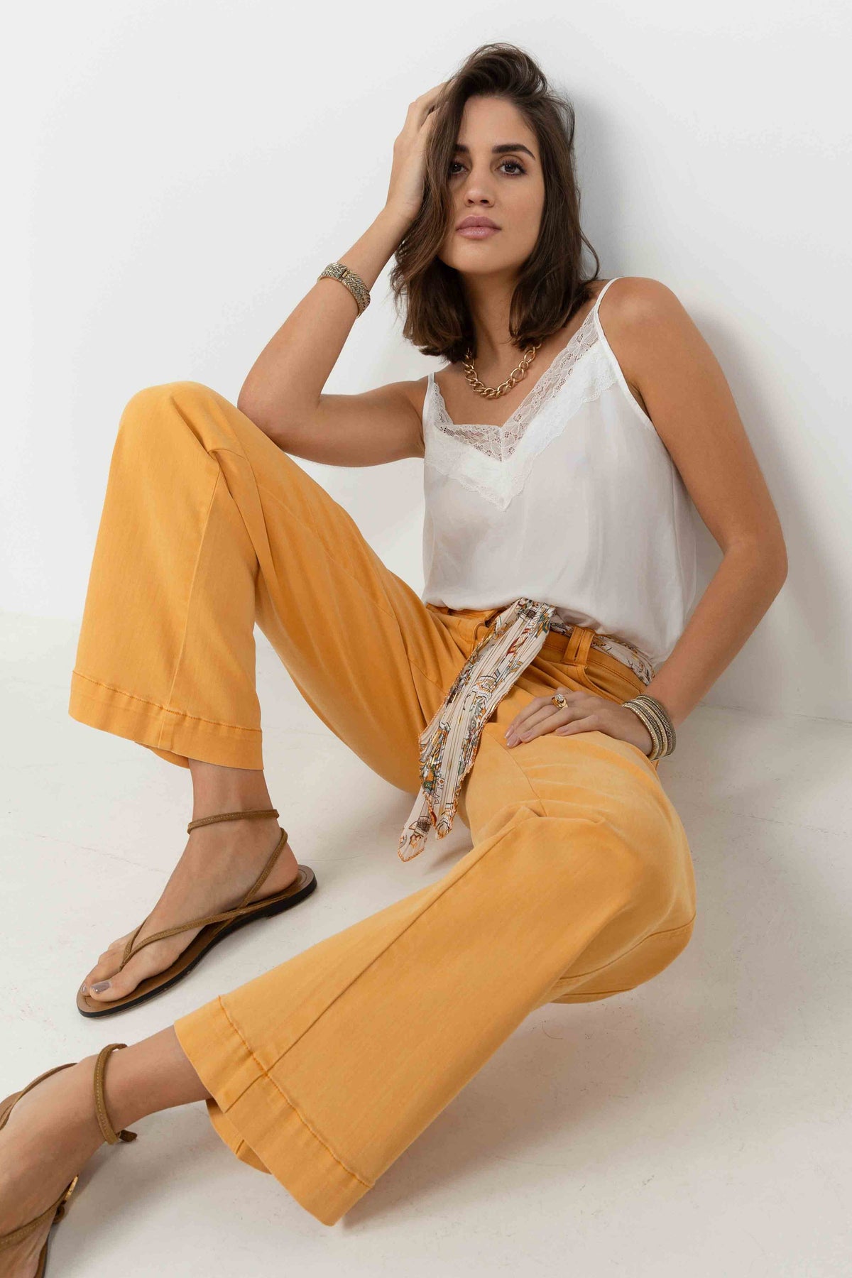Pantalon jaune wide leg - 1