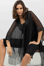 Poncho filet noir et strass - 1
