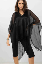 Poncho filet noir et strass - 2