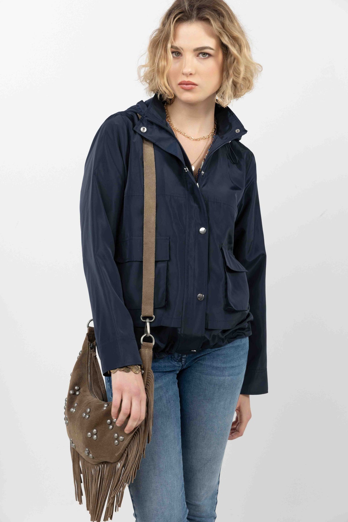 Parka bleu marine déperlante chic - 1