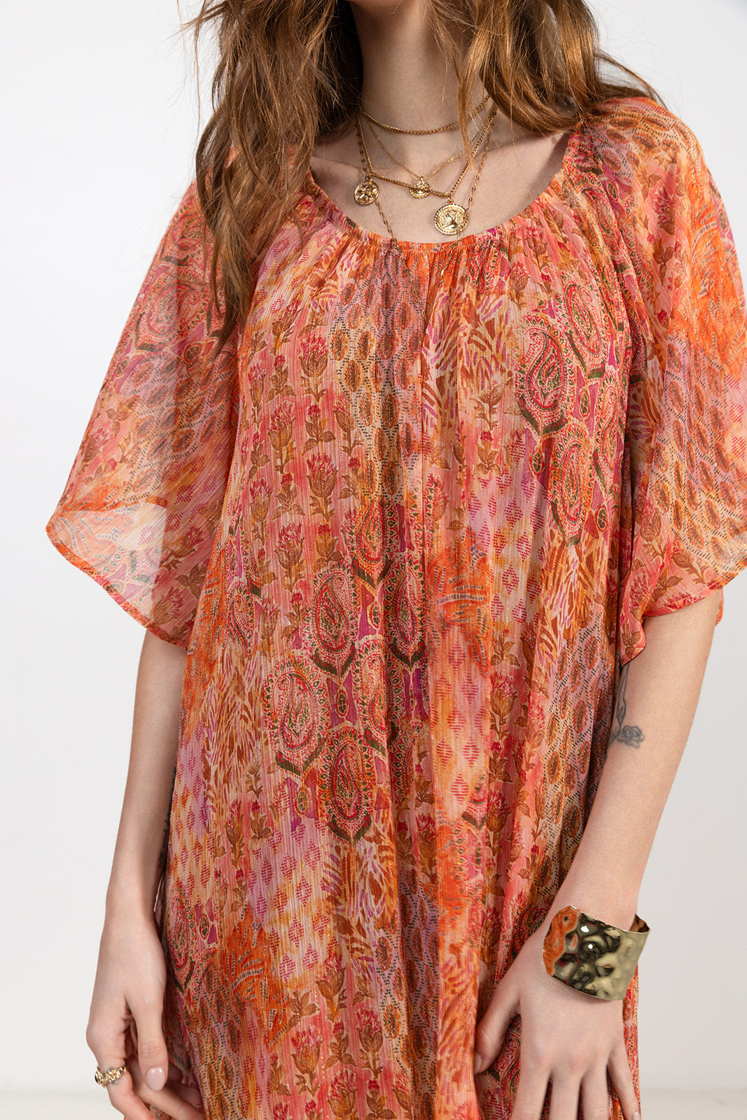 Robe longue imprimée bohème rose - 2