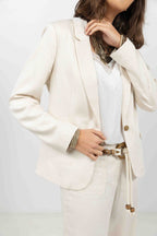 Veste tailleur jacquard écru beige - 2
