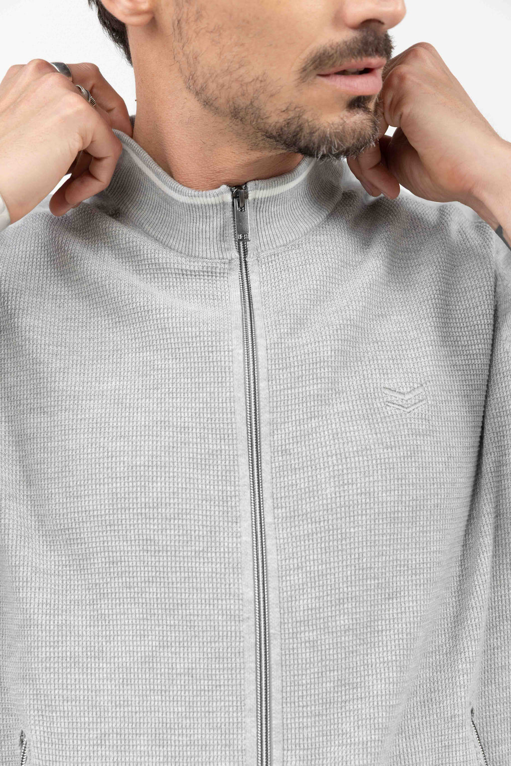 Gilet zippé gris clair sport chic - 2