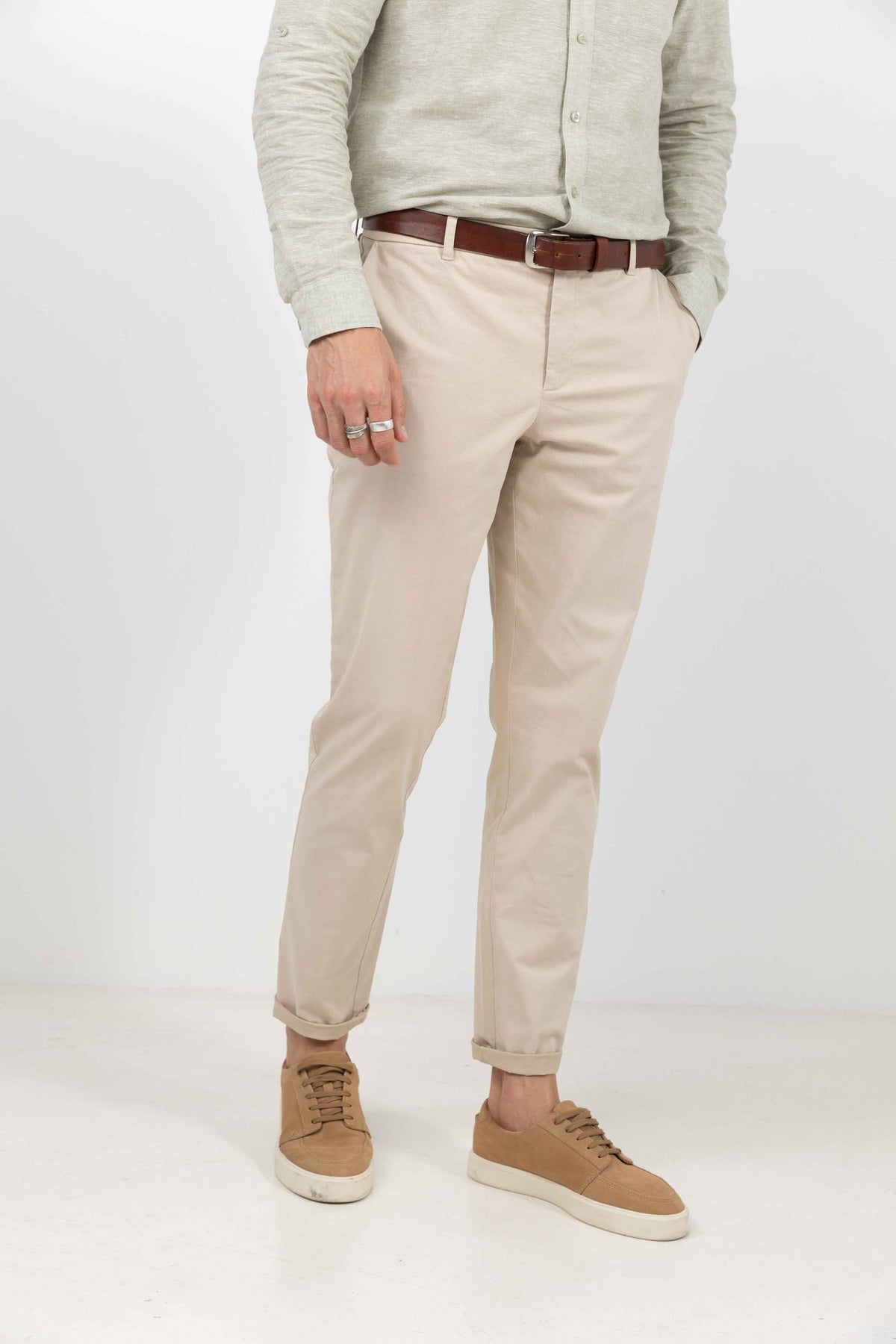 Chino beige stretch élégant - 2
